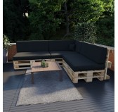 Petit Coussin Décoratif pour Palette et Canapé de Jardin, 40x40 cm, Noir