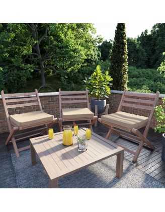 Galette de chaise 70x70x5 cm – Beige – Coussin pour banquette et banc – Intérieur & extérieur