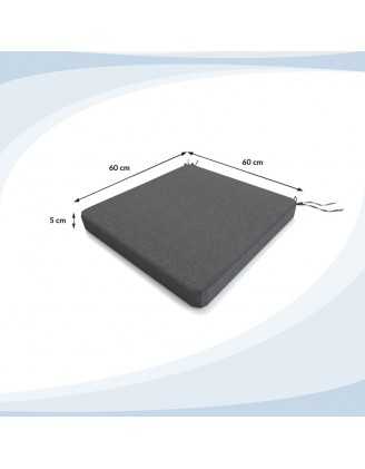 Galette de chaise 60x60x5 cm – Gris – Coussin pour banquette et banc – Intérieur & extérieur