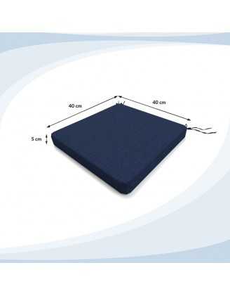 Galette de chaise 40x40x5 cm – Bleu Foncé – Coussin pour banquette et banc – Intérieur & extérieur