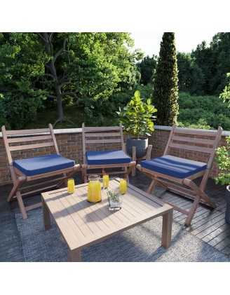 Galette de chaise 40x40x5 cm – Bleu Foncé – Coussin pour banquette et banc – Intérieur & extérieur