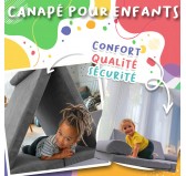 Canapé modulable enfant en velours côtelé, set 6 éléments, couleur Ciel Nocturne