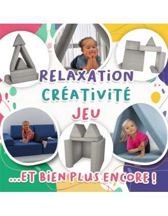 Canapé modulable enfant en velours côtelé, set 6 éléments, couleur Pois de Printemps