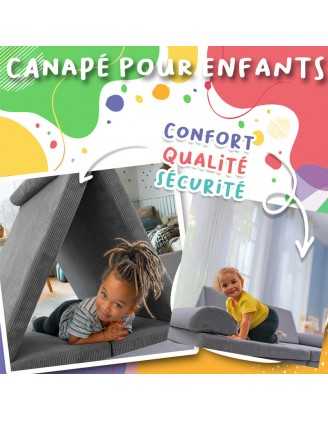 Matelas pliable 160×80×15 cm pour canapé modulable enfant en velours côtelé, couleur Brun Chocolat