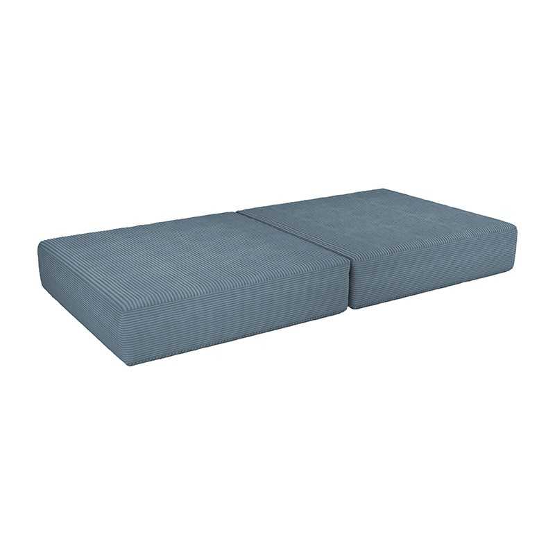 Matelas pliable 160×80×15 cm pour canapé modulable enfant en velours côtelé, couleur Lagune Bleue