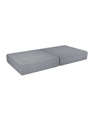 Matelas pliable 160×80×15 cm pour canapé modulable enfant en velours côtelé, couleur Gris Lapin