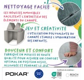 Matelas pliable 160×80×8 cm pour canapé modulable enfant en velours côtelé, couleur Lagune Bleue