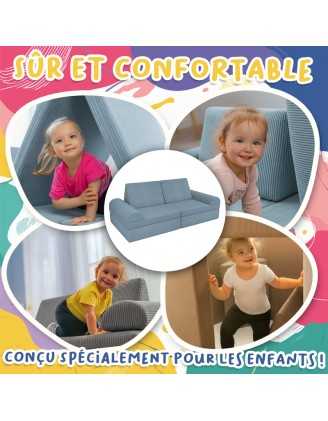 Matelas pliable 160×80×8 cm pour canapé modulable enfant en velours côtelé, couleur Gris Lapin