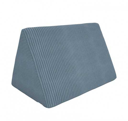 Coussin triangulaire 55×35×35 cm pour canapé modulable enfant en velours côtelé, couleur Lagune Bleue