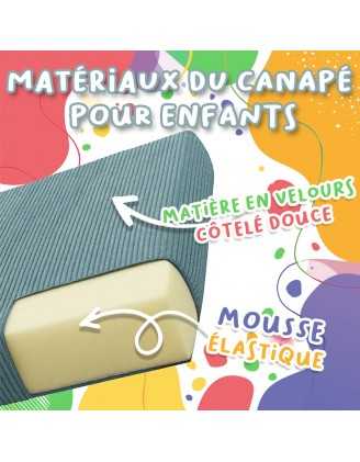 Coussin demi-rouleau 80×22×12 cm pour canapé modulable enfant en velours côtelé, couleur Gris Lapin
