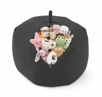 Sac de rangement pour jouets et pouf enfant | Velours côtelé | 85x85x50 cm | Galet Nocturne
