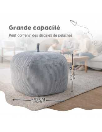 Sac de rangement pour jouets et pouf enfant | Velours côtelé | 85x85x50 cm | Galet Nocturne