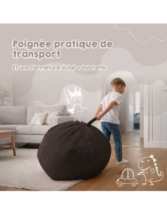 Sac de rangement pour jouets et pouf enfant | Velours côtelé | 85x85x50 cm | Galet Nocturne