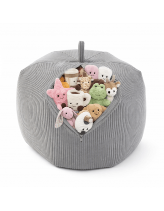 Sac de rangement pour jouets et pouf enfant | Velours côtelé | 85x85x50 cm | Gris Lapin