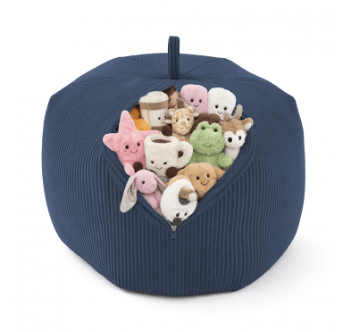 Sac de rangement pour jouets et pouf enfant | Velours côtelé | 85x85x50 cm | Ciel Nocturne
