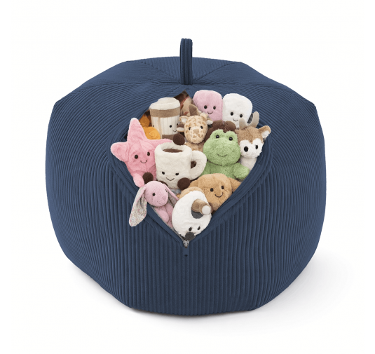 Sac de rangement pour jouets et pouf enfant | Velours côtelé | 85x85x50 cm | Ciel Nocturne
