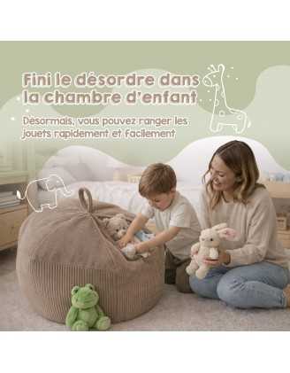 Sac de rangement pour jouets et pouf enfant | Velours côtelé | 85x85x50 cm | Ciel Nocturne