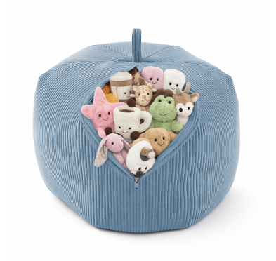 Sac de rangement pour jouets et pouf enfant | Velours côtelé | 85x85x50 cm | Lagon Bleu