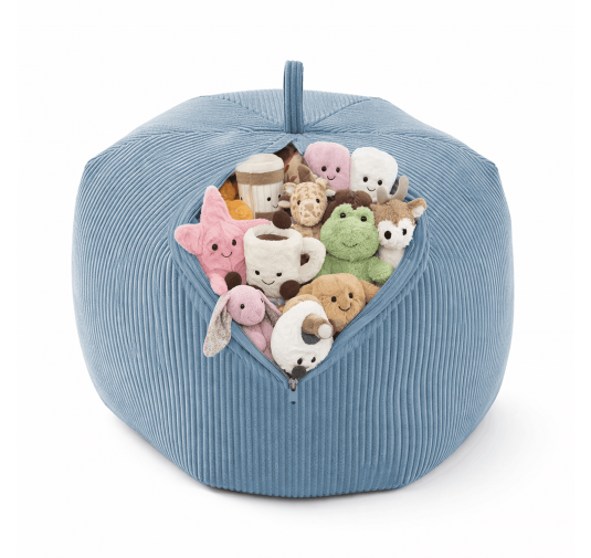 Sac de rangement pour jouets et pouf enfant | Velours côtelé | 85x85x50 cm | Lagon Bleu