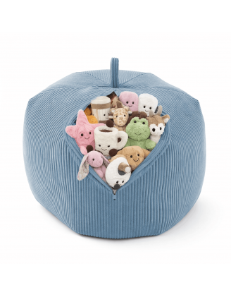 Sac de rangement pour jouets et pouf enfant | Velours côtelé | 85x85x50 cm | Lagon Bleu