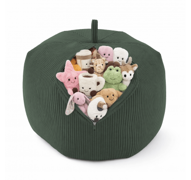 Sac de rangement pour jouets et pouf enfant | Velours côtelé | 85x85x50 cm | Vert Forêt
