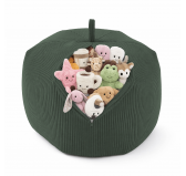 Sac de rangement pour jouets et pouf enfant | Velours côtelé | 85x85x50 cm | Vert Forêt