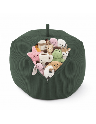 Sac de rangement pour jouets et pouf enfant | Velours côtelé | 85x85x50 cm | Vert Forêt