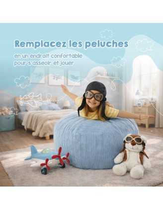 Sac de rangement pour jouets et pouf enfant | Velours côtelé | 85x85x50 cm | Vert Forêt
