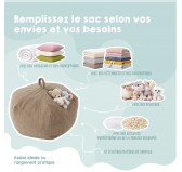Sac de rangement pour jouets et pouf enfant | Velours côtelé | 85x85x50 cm | Vert Forêt