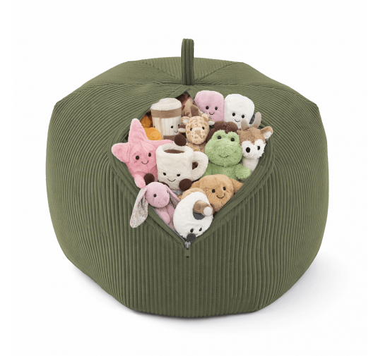 Sac de rangement pour jouets et pouf enfant | Velours côtelé | 85x85x50 cm | Pois de Printemps