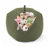 Sac de rangement pour jouets et pouf enfant | Velours côtelé | 85x85x50 cm | Pois de Printemps