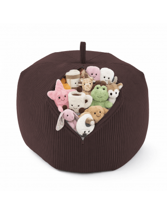 Sac de rangement pour jouets et pouf enfant | Velours côtelé | 85x85x50 cm | Marron Chocolat