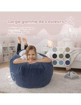 Sac de rangement pour jouets et pouf enfant | Velours côtelé | 85x85x50 cm | Marron Chocolat