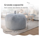 Sac de rangement pour jouets et pouf enfant | Velours côtelé | 85x85x50 cm | Marron Chocolat