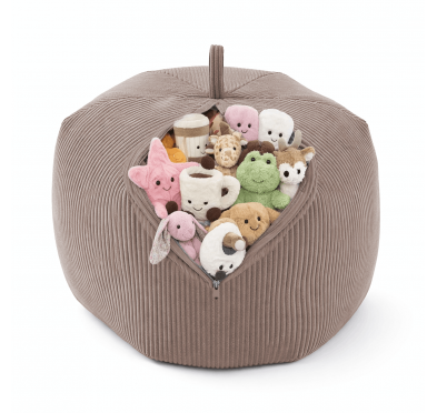 Sac de rangement pour jouets et pouf enfant | Velours côtelé | 85x85x50 cm | Caramel Chaud
