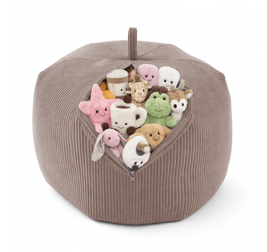 Sac de rangement pour jouets et pouf enfant | Velours côtelé | 85x85x50 cm | Caramel Chaud