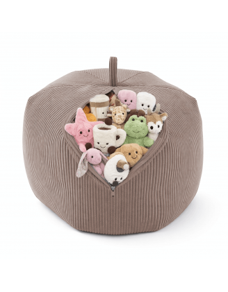 Sac de rangement pour jouets et pouf enfant | Velours côtelé | 85x85x50 cm | Caramel Chaud