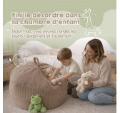 Sac de rangement pour jouets et pouf enfant | Velours côtelé | 85x85x50 cm | Caramel Chaud