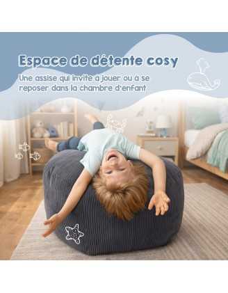 Sac de rangement pour jouets et pouf enfant | Velours côtelé | 85x85x50 cm | Crépuscule Sableux