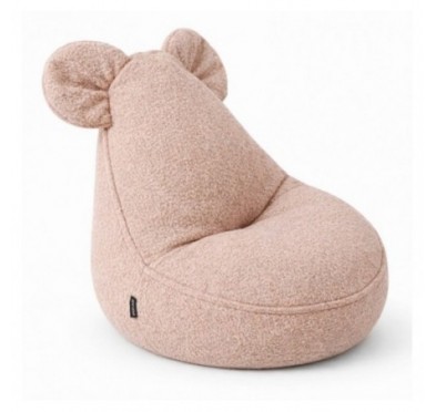 Pouf Enfant avec Oreilles de Souris | Bouclé | 68x68x50 cm | Rose Bonbon