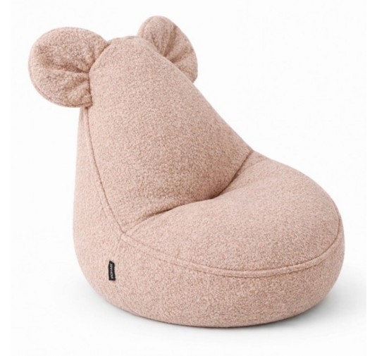 Pouf Enfant avec Oreilles de Souris | Bouclé | 68x68x50 cm | Rose Bonbon