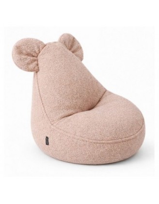 Pouf Enfant avec Oreilles de Souris | Bouclé | 68x68x50 cm | Rose Bonbon