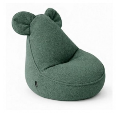 Pouf Enfant avec Oreilles de Souris | Bouclé | 68x68x50 cm | Vert Grenouille