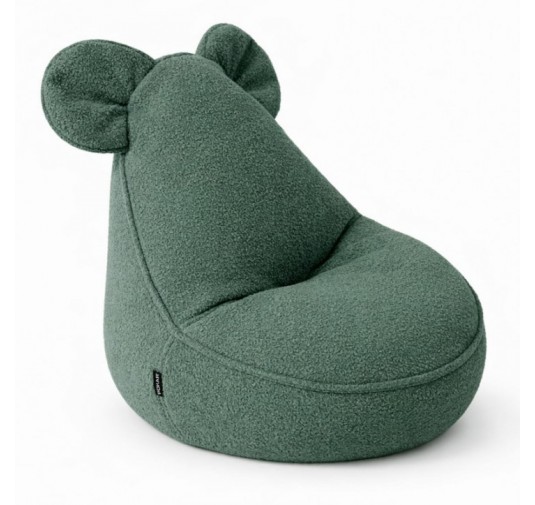 Pouf Enfant avec Oreilles de Souris | Bouclé | 68x68x50 cm | Vert Grenouille