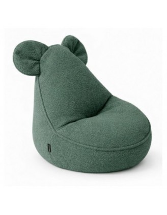 Pouf Enfant avec Oreilles de Souris | Bouclé | 68x68x50 cm | Vert Grenouille