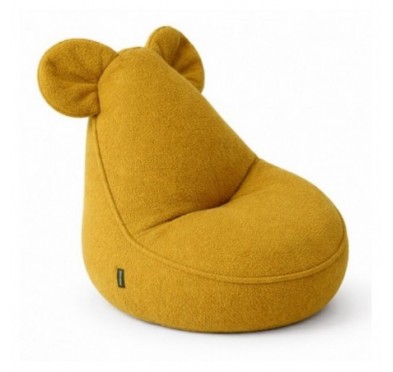 Pouf Enfant avec Oreilles de Souris | Bouclé | 68x68x50 cm | Ourson Ensoleillé