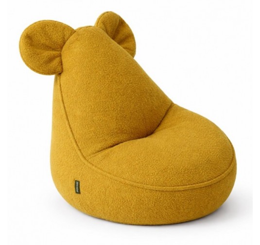 Pouf Enfant avec Oreilles de Souris | Bouclé | 68x68x50 cm | Ourson Ensoleillé