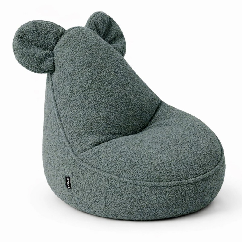 Pouf Enfant avec Oreilles de Souris | Bouclé | 68x68x50 cm | Bleu Bébé