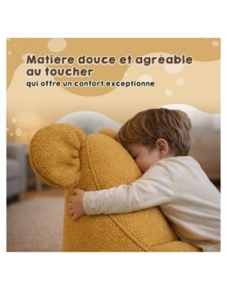 Pouf Enfant avec Oreilles de Souris | Bouclé | 68x68x50 cm | Bleu Bébé