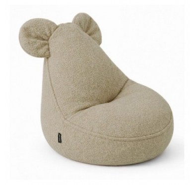 Pouf Enfant avec Oreilles de Souris | Bouclé | 68x68x50 cm | Beige Douillet